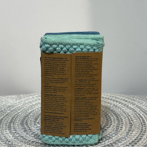 Norwex Counter Cloths Navy Sea Mist and Teal Set of 3 NWT - Picture 9 of 10